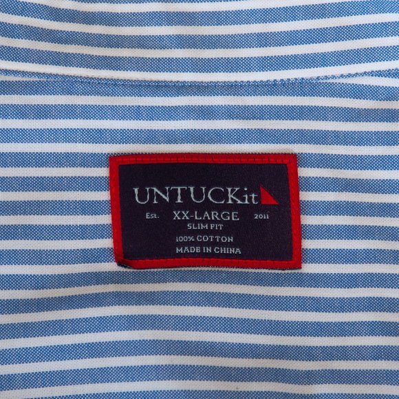 UNTUCKit Blue and White Striped Dress Shirt XXL SLIM fit - Picture 3 of 3